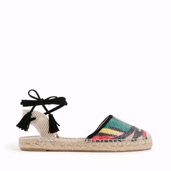 J Crew Ankle Wrap BAJA RAFFIA Espadrilles multi color size US 8 NEW - Picture 1 of 9